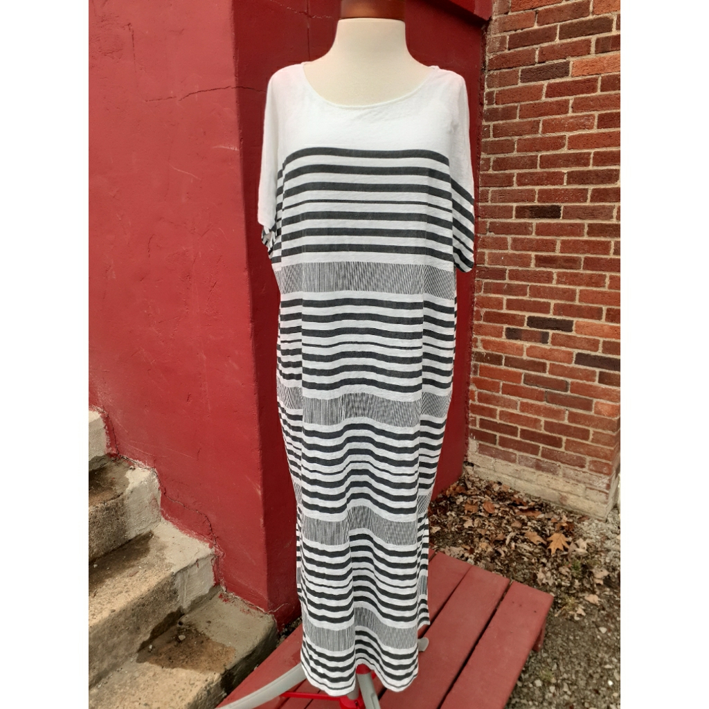 Ryllace Garnet Hill 100% Organic Linen Stripes Maxi Dress Plus 2x New — image 4 of 8